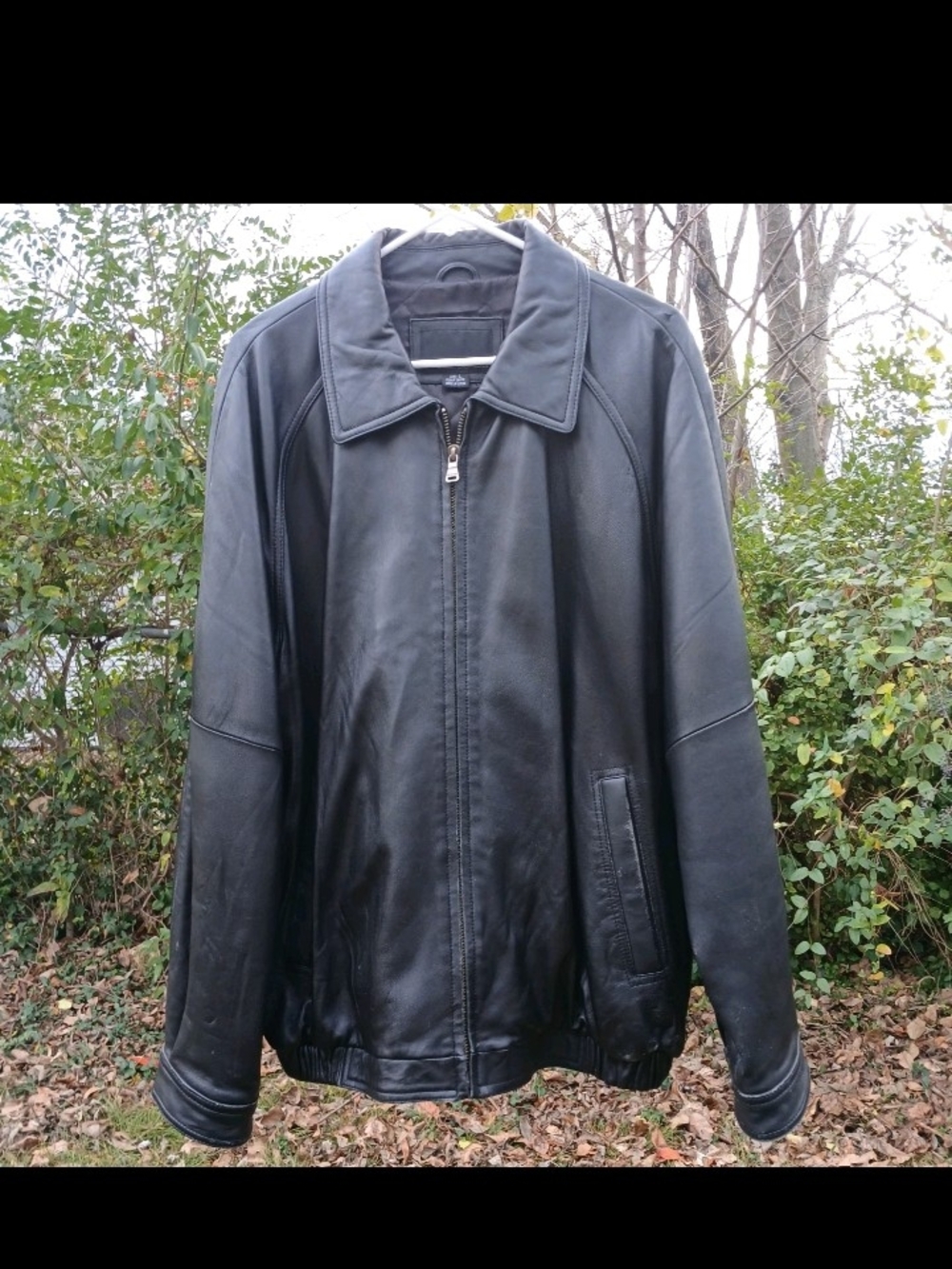 Vintage Bill Blass Black Leather Bomber Jacket Quilted Lining Size Large